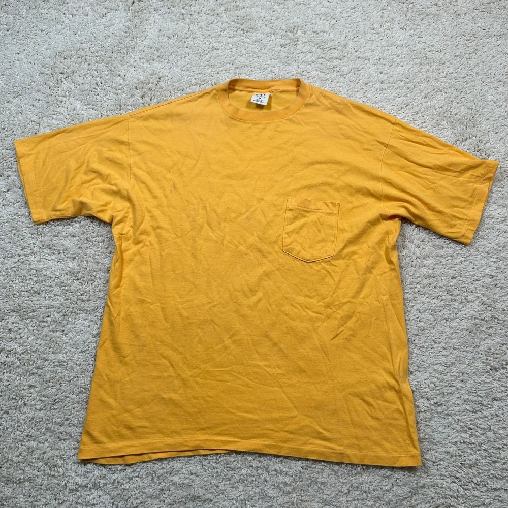 Vintage Gap Pocket T-Shirt XL Yellow 90s Single Stitch Made in USA Cotton